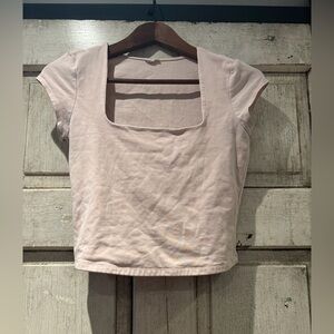 Garage Light Pink Square Neck Crop Top